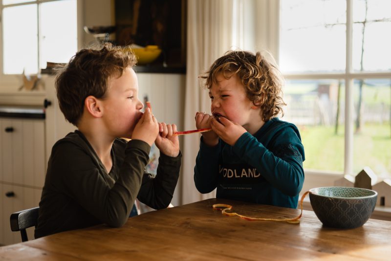 day in the life, familie reportage, bij mensen thuis fotograferen, kinderen op de boerderij, fotograaf Assen, natuurlijkliacht fotograaf, fotograaf in Drenthe, gezamenlijk eten aan tafel, tweeling